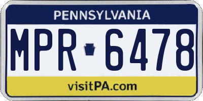 PA license plate MPR6478