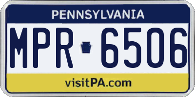 PA license plate MPR6506