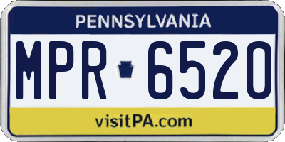 PA license plate MPR6520