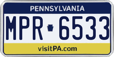 PA license plate MPR6533
