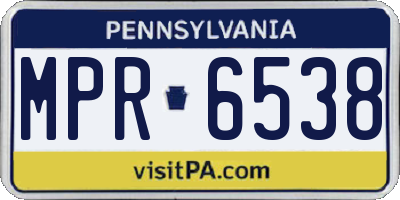 PA license plate MPR6538