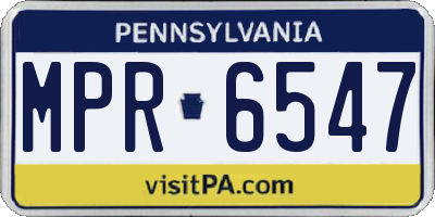 PA license plate MPR6547