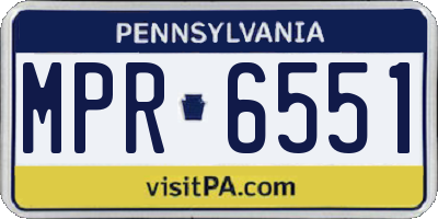 PA license plate MPR6551