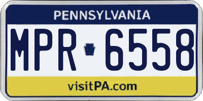 PA license plate MPR6558