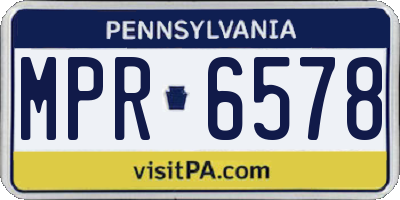 PA license plate MPR6578