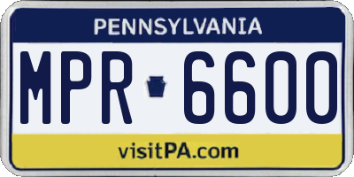 PA license plate MPR6600