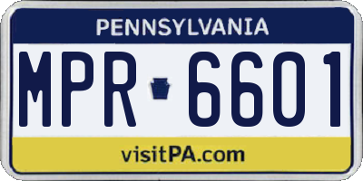 PA license plate MPR6601