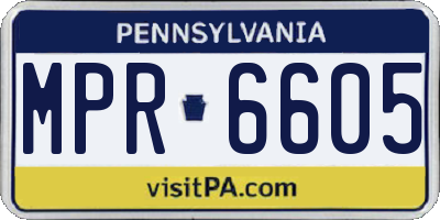 PA license plate MPR6605