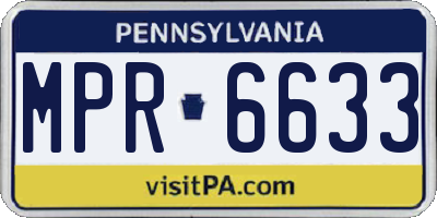 PA license plate MPR6633