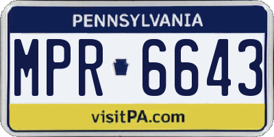 PA license plate MPR6643