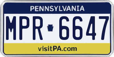 PA license plate MPR6647