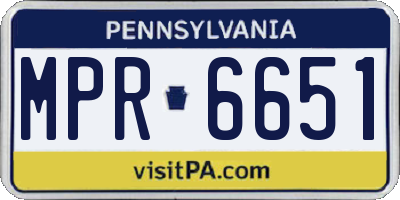 PA license plate MPR6651