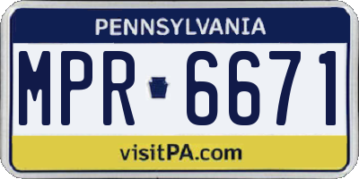PA license plate MPR6671