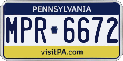 PA license plate MPR6672