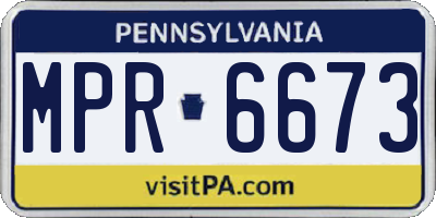 PA license plate MPR6673