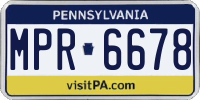 PA license plate MPR6678