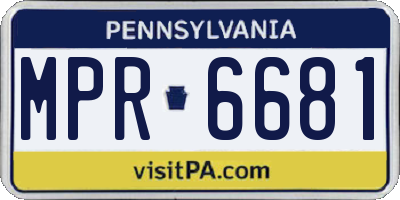 PA license plate MPR6681
