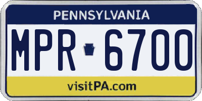 PA license plate MPR6700