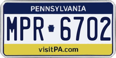 PA license plate MPR6702