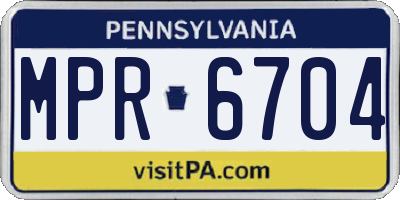 PA license plate MPR6704