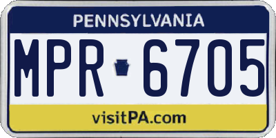 PA license plate MPR6705