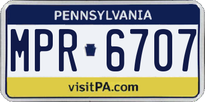 PA license plate MPR6707