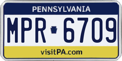 PA license plate MPR6709