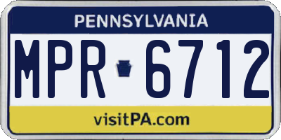 PA license plate MPR6712
