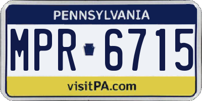 PA license plate MPR6715