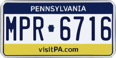 PA license plate MPR6716