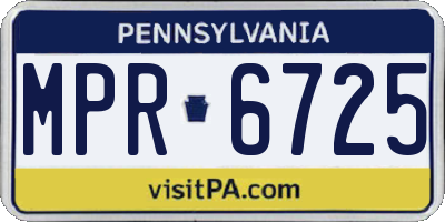 PA license plate MPR6725
