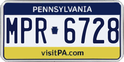PA license plate MPR6728