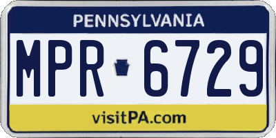 PA license plate MPR6729