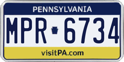 PA license plate MPR6734