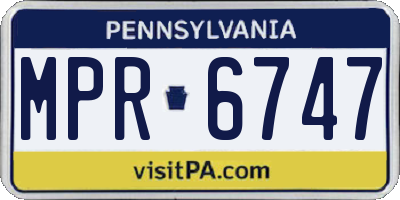 PA license plate MPR6747