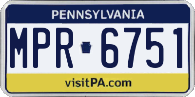 PA license plate MPR6751