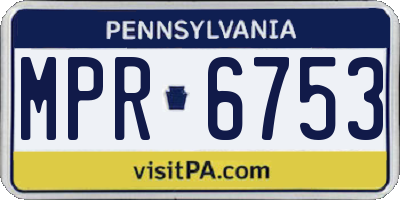 PA license plate MPR6753