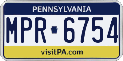 PA license plate MPR6754