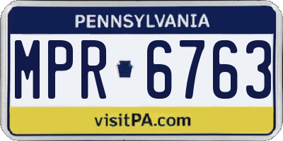 PA license plate MPR6763