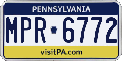 PA license plate MPR6772