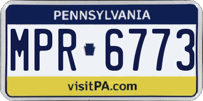 PA license plate MPR6773