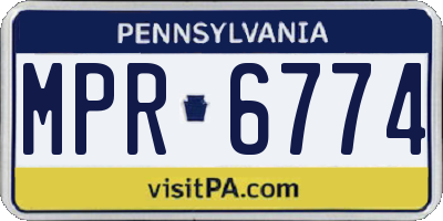 PA license plate MPR6774