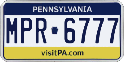 PA license plate MPR6777