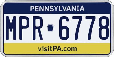 PA license plate MPR6778
