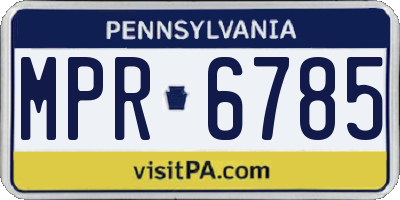 PA license plate MPR6785