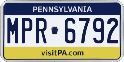 PA license plate MPR6792