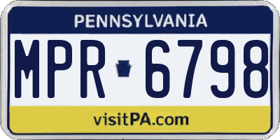 PA license plate MPR6798