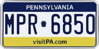 PA license plate MPR6850