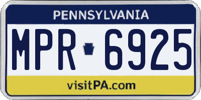 PA license plate MPR6925