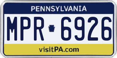 PA license plate MPR6926